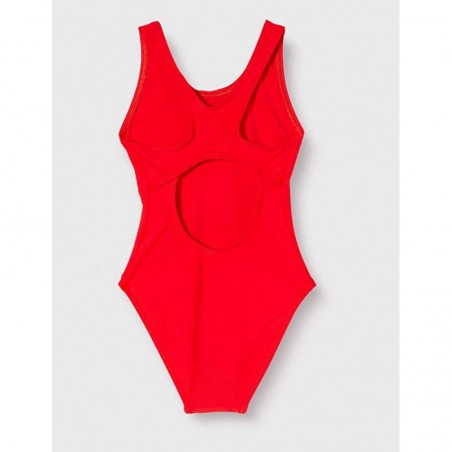 Maillot de Bain Fille Une Pièce, Rouge, Dos Nageur - Parfait pour la Piscine - Tailles 4 à 14 ans