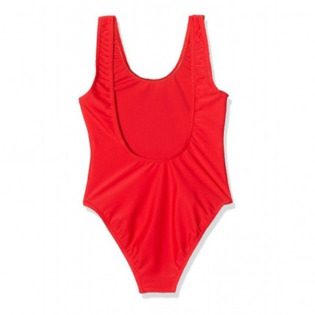 Maillot de Bain Une Pièce Fillette, Rouge, Dos Plongeant - Parfait pour la Piscine - Tailles 4 à 14 ans