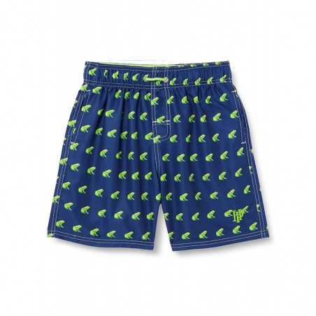 Short de Bain motif Grenouille Verte fond marine pour Garçons 10-12 ans