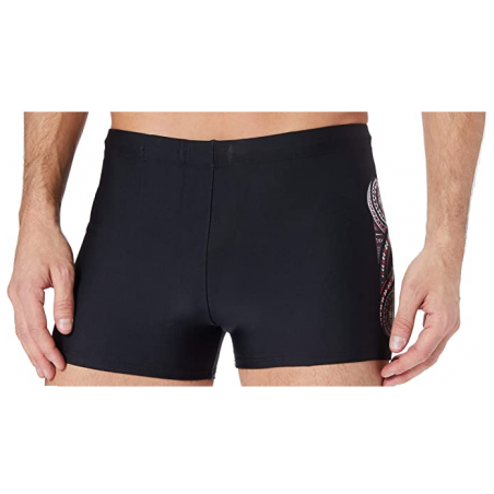 Boxer de Bain Homme Noir - Motif Tribal - Ajustable - Tailles 1 à 6 - Tissu Recyclé