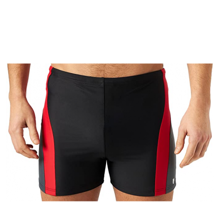 Boxer de bain homme long uni noir tricolore noir gris rouge