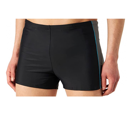 Boxer de bain homme uni noir gris turquoise tricolore permanent