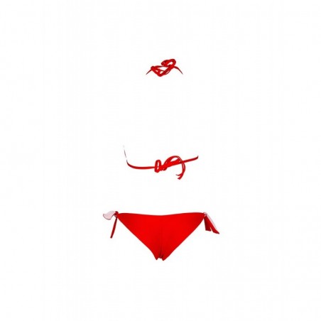 Haut de maillot de bain femme triangle, coques amovibles uni rouge