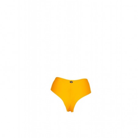 Bas de maillot de bain femme taille haute, culotte échancrée brésilienne, uni jaune