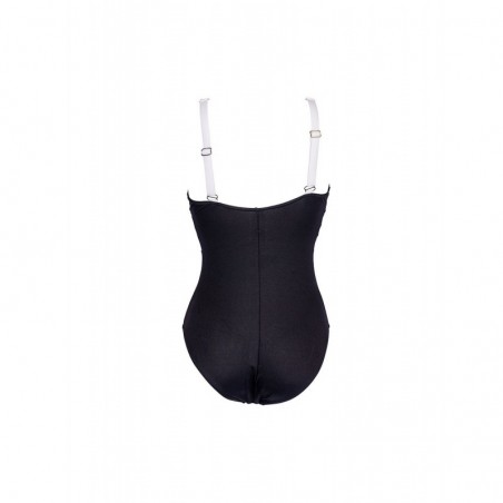 Maillot de bain 1 pièce femme décolleté V bicolore noir et blanc