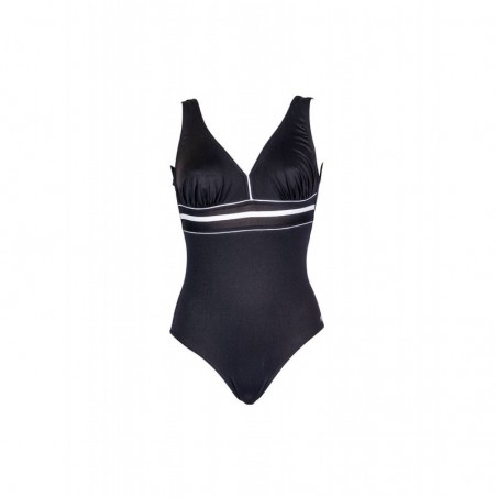 Maillot de bain 1 pièce femme grande taille, noir et blanc, décolleté V, dos nu, taille 38 à 60