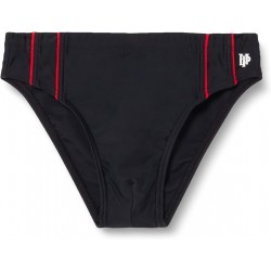 Slip Maillot de bain garcon uni noir liserai rouge permanent basic et sport