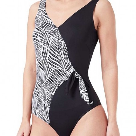 Maillot de bain 1 pièce gainant noir blanc - du 38 au 54