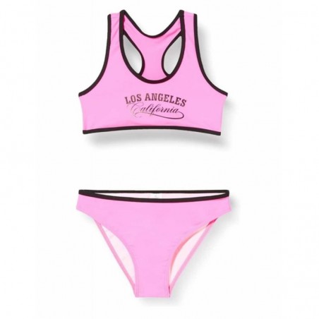 Maillot 2 pièces brassière uni rose fluo, Los Angeles,  6 ans-14 ans