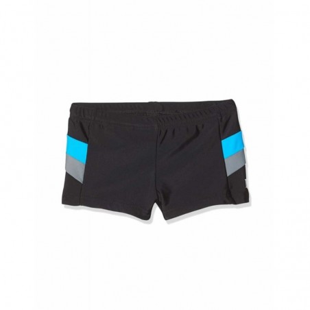 Boxer de bain garçon tricolore noir, bleu et gris - 4 à 14 ans