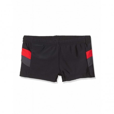 Boxer de bain garçon tricolore noir, rouge et gris - 4 à 14 ans