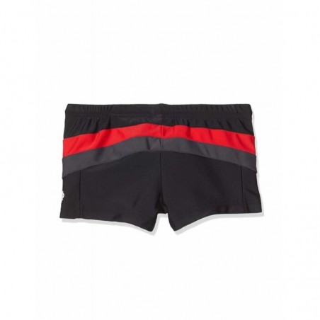 Boxer de bain garçon tricolore noir, rouge et gris - 4 à 14 ans