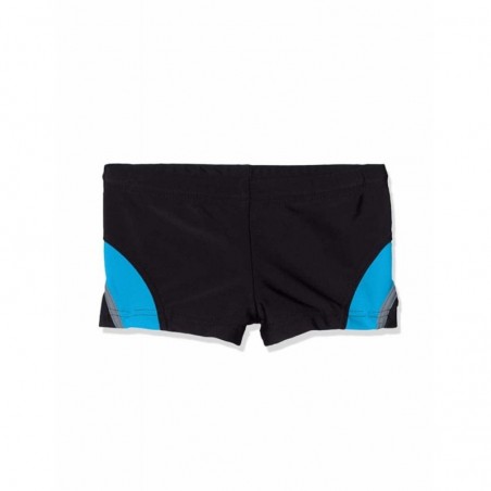 Boxer de bain garçon tricolore noir, turquoise et gris - 4 à 14 ans