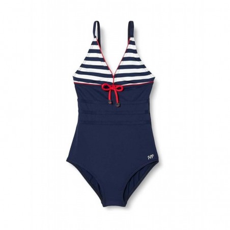 Maillot de bain 1 pièce fille rayures bleus et blanches, 6 à 16 ans