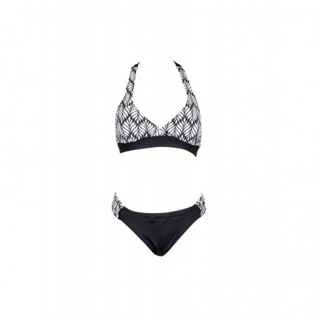 Culotte échancrée maillot de bain femme noir et blanc