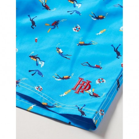 Boardshort garçon bleu imprimé plongeurs 6-16 ans