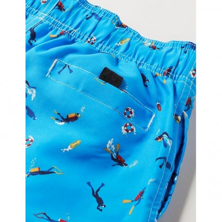 Boardshort garçon bleu imprimé plongeurs 6-16 ans