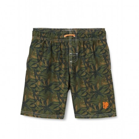 Boardshort garçon kaki imprimé feuillage 6-16 ans