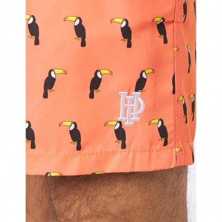 Boardshort homme orange imprimé pélican, tailles S-XXL