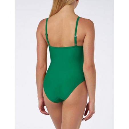 Maillot de bain 1 pièce gainant vert - bretelles réglables - Tailles 36 à 48