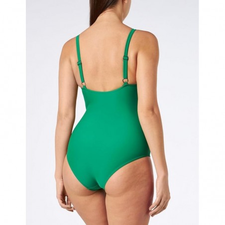 Maillot 1 pièce gainant uni vert, bretelles réglables - Bonnet C - 36 au 52