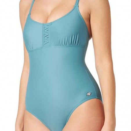 Maillot 1 pièce sculptant vert gris, bretelles réglables - Bonnet C - 36 au 52