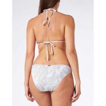 Maillot 2 pièces haut triangle et culotte classique gris imprimé floral blanc - 34 à 46