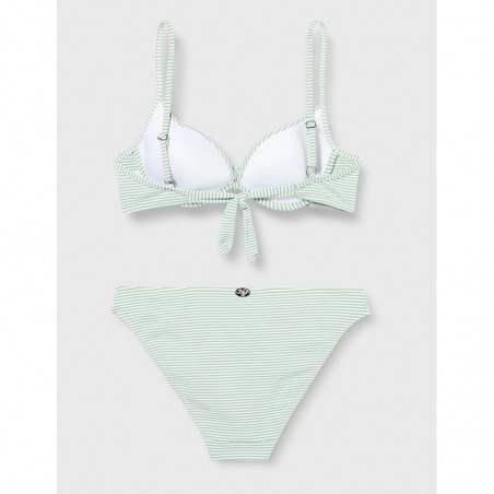 Bikini haut armature bonne B et culotte classique rayé vert et blanc - 36 au 46