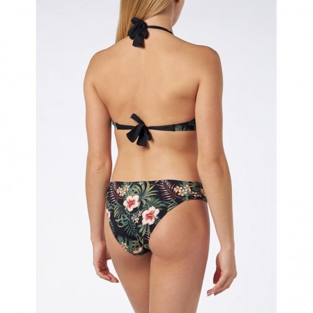 Ensemble 2 pièces noir motif floral, bandeau et culotte échancrée, bonnet C, 36 à 46