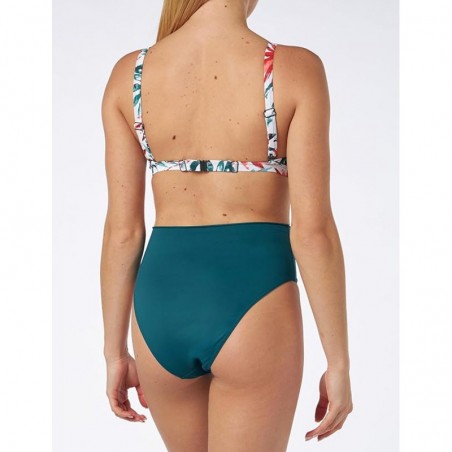 Bikini motif tropical haut à armature, culotte haute kaki, bonnet D du 36 au 46