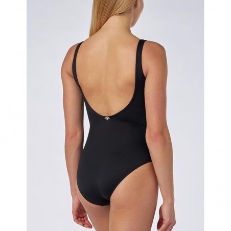 Maillot de bain 1 pièce gainant noir blanc à motif floral avec nœud - du 38 au 54