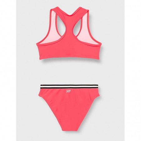 Maillot 2 pièces brassière corail fluo Tropical Summer, culotte avec galon - du 6 au 16 ans