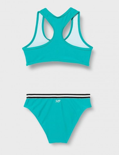 Maillot 2 pièces brassière vert émeraude Tropical Summer, culotte avec galon - du 6 au 16 ans