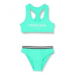 Maillot 2 pièces brassière vert d'eau Tropical Summer, culotte avec galon - du 6 au 16 ans