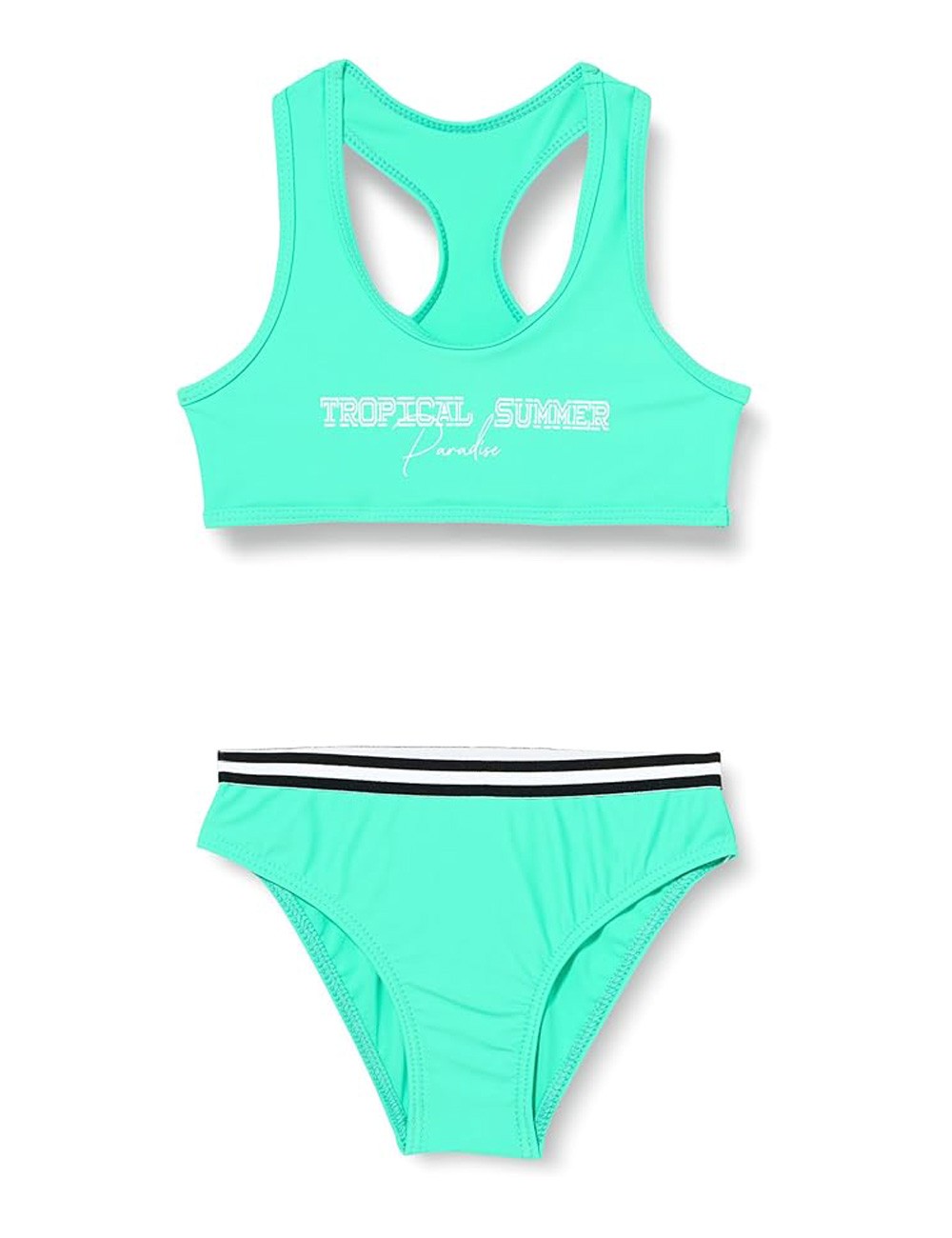 Maillot 2 pièces brassière vert d'eau Tropical Summer, culotte avec galon - du 6 au 16 ans