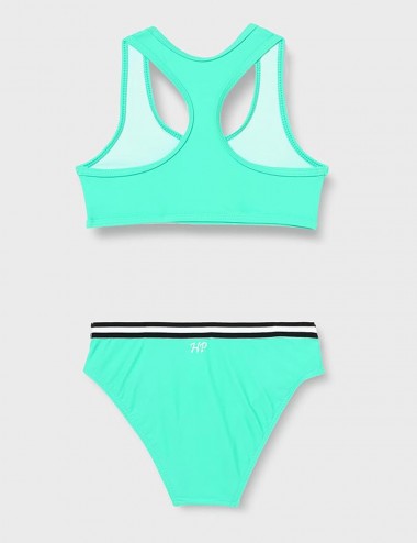 Maillot 2 pièces brassière vert d'eau Tropical Summer, culotte avec galon - du 6 au 16 ans