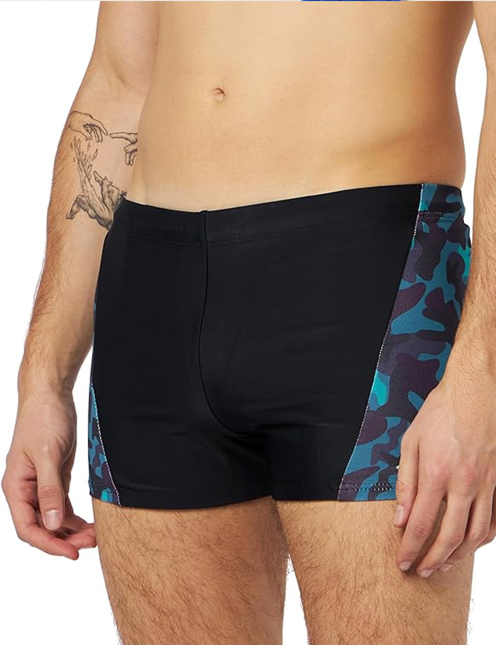 Boxer de bain homme noir et imprimé bleu - T1 à T6