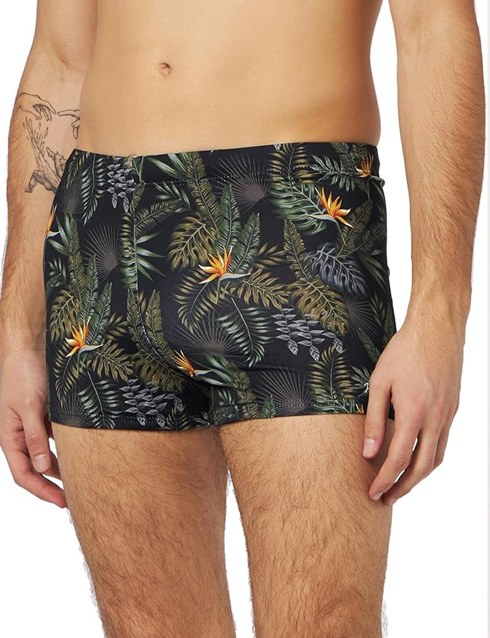 Boxer de bain homme noir imprimé tropical - T1 à T6