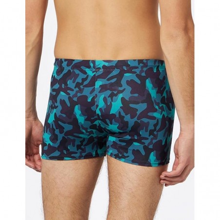 Boxer de bain homme camouflage bleu et noir - T1 à T6