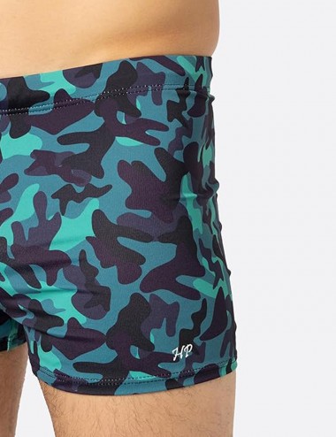 Boxer de bain homme camouflage bleu et noir - T1 à T6 - Détails