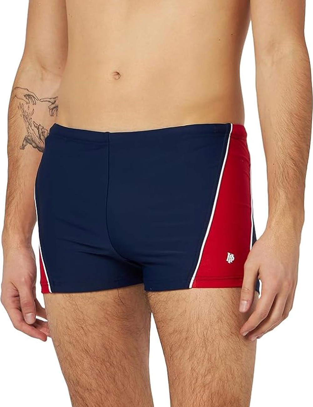 Boxer de bain homme uni marine côté rouge - T1 à T6