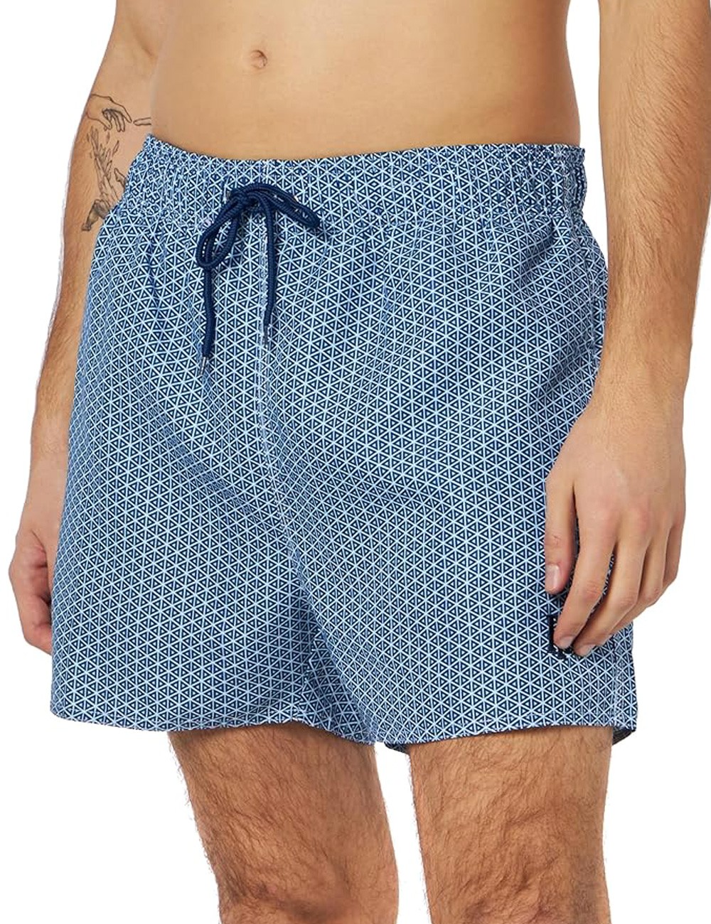 Boardshort homme imprimé géométrique marine, tailles S-XXL