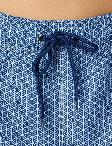 Boardshort homme imprimé géométrique marine, tailles S-XXL - Détails