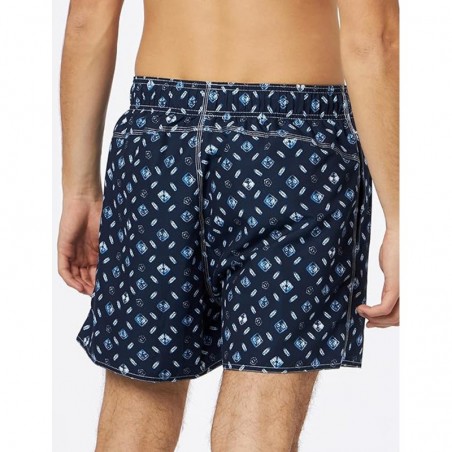 Boardshort homme marine imprimé géométrique blanc - tailles S-XXL