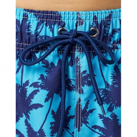 Boardshort homme bleu ciel imprimé palmiers marine  - tailles S-XXL