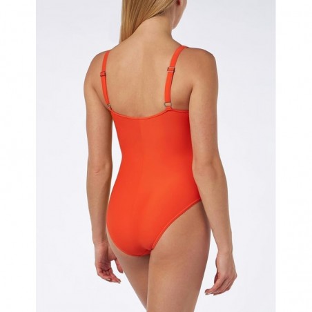 Maillot 1 pièce amincissant, orange, décolleté V, bretelles réglables - Bonnet C - du 36 au 46