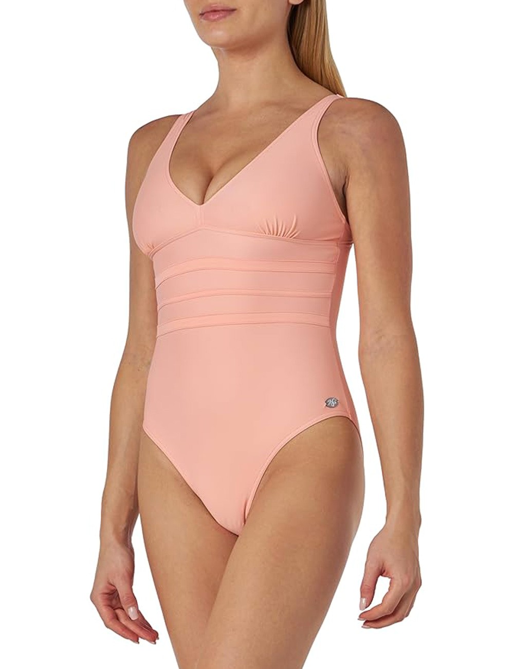 Maillot de bain 1 pièce gainant rose décolleté V bretelles réglables - Bonnet C - du 36 au 46