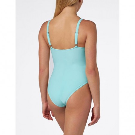 Maillot 1 pièce ventre plat, menthe clair, décolleté V, bretelles réglables - Bonnet C - du 36 au 46