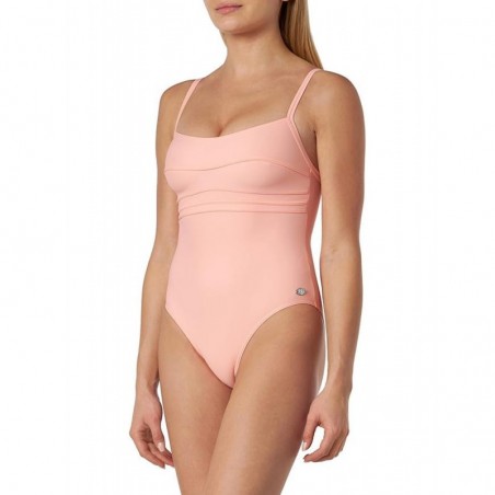 Maillot 1 pièce, rose poudré, effet gainant, bretelles réglables - Bonnet C - du 36 au 48