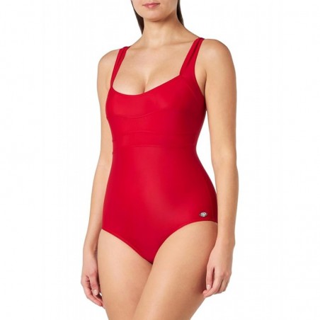 Maillot 1 pièce emboitant, rouge, bretelles larges réglables - Bonnet C - du 38 au 52